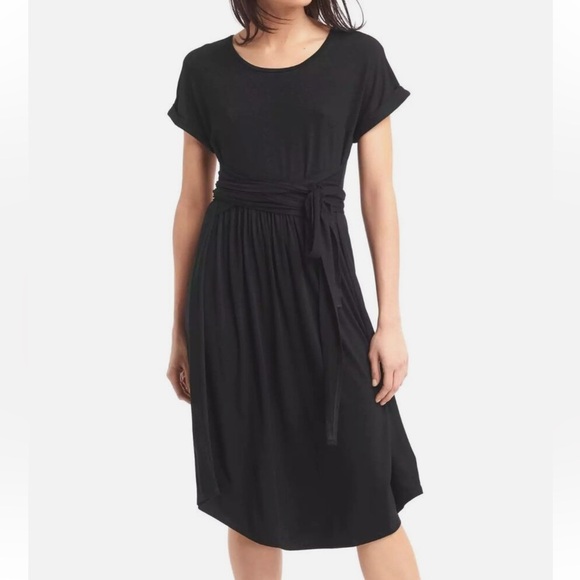 Gap Women’s Short Sleeve Wrap Dress True Black - Picture 1 of 9